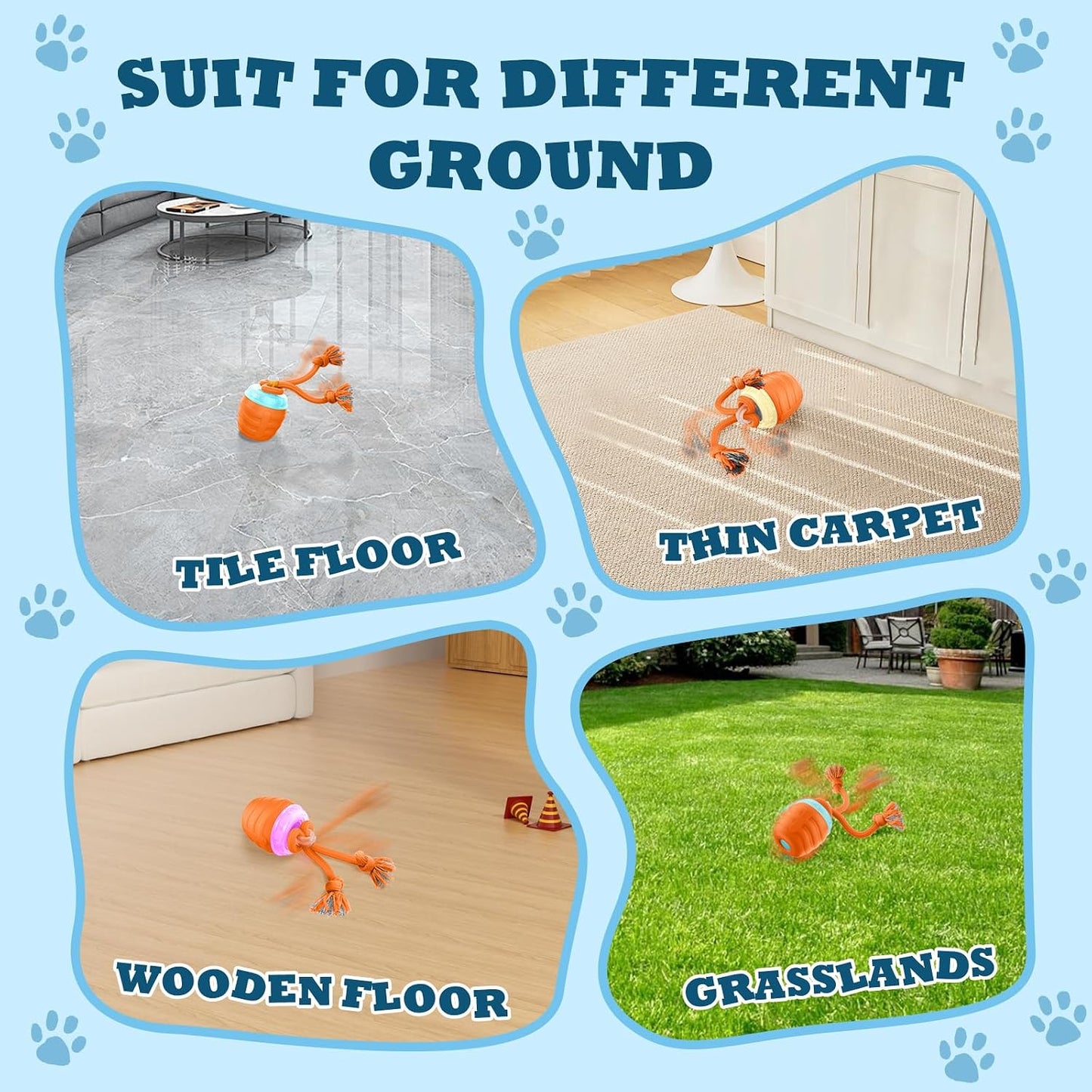 Interactive Dog Toys - Motion Activated Balls for Medium/Large Dogs, Automatic Moving Dogs Toy for Boredom, Interactive Dog Ball to Keep Them Busy(Light Orange)