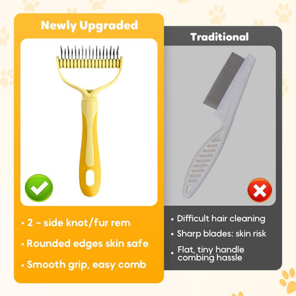 Double-Sided Pet Grooming Brush, Undercoat Rake Deshedding Brush for Dogs and Cats,Extra Wide 17 Teeth Dog Detangler Comb,Pet Pro Grooming Tool for Long Hair & Thick Coats (Blue)