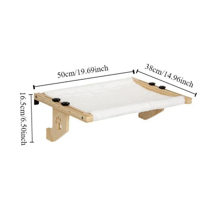 Creative Wooden Frame Cat Window Hammock Paw Print Design Durable Hanging Cat Bed Detachable Cozy Cat Bed Seat Bedside Use