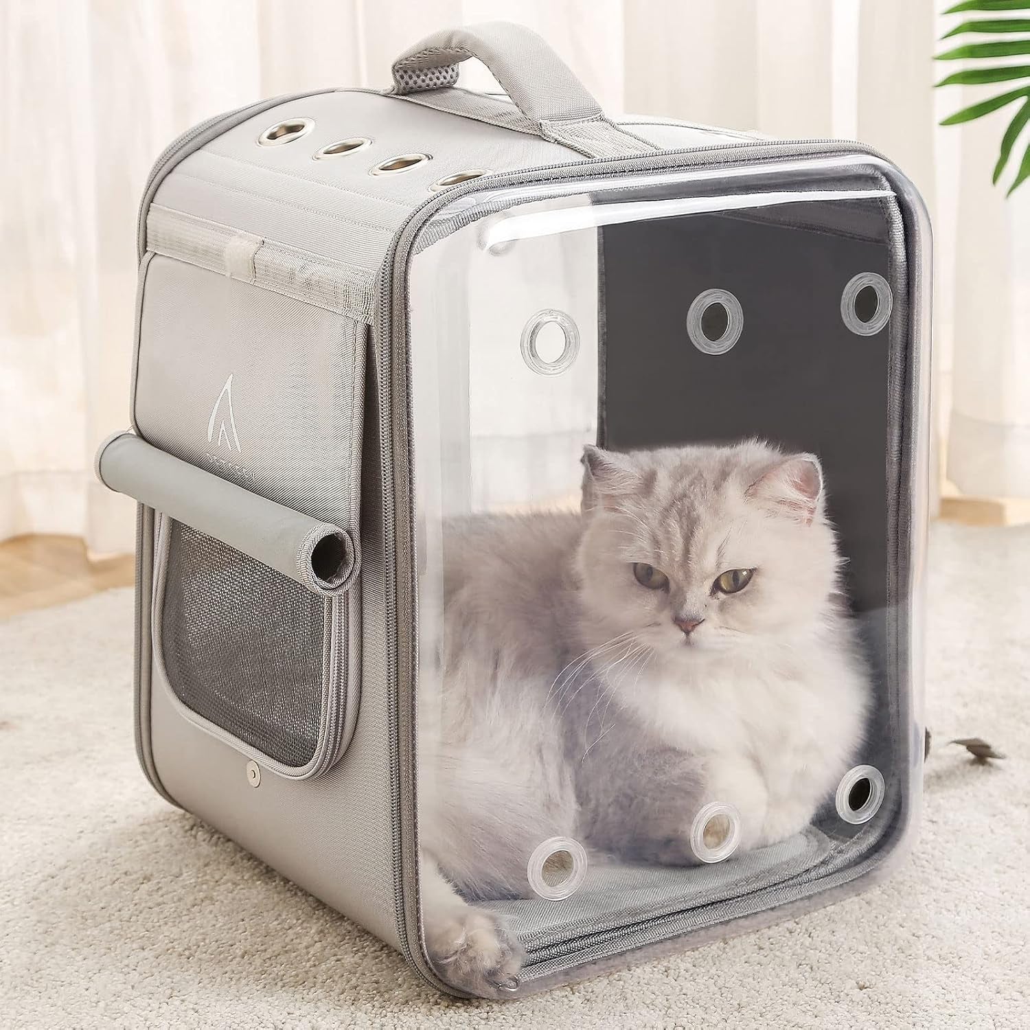 Cat Backpack Carrier Large Pet Backpack Carrier, 17Lbs Load-Bearing Ventilated Design Dog Backpack Carrier for Small Dogs, Sturdy Cat Bubble Backpack for Travel, Hiking & Outdoor Use, Grey
