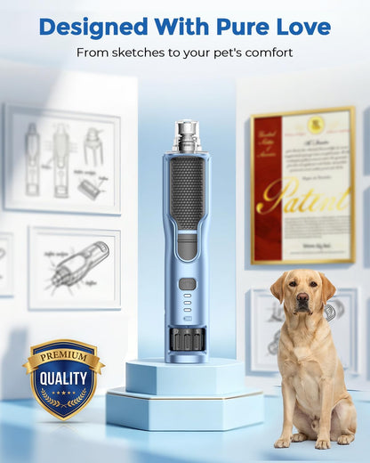 7-Speed Dog & Cat Nail Grinder with Light - Ring LED Safe to Avoid Overcut, Quiet Low Vibration & Powerful Fast, Cordless Rechargeable Toenail Trimmer for Small & Large Puppy & Breeds Paws(Blue)