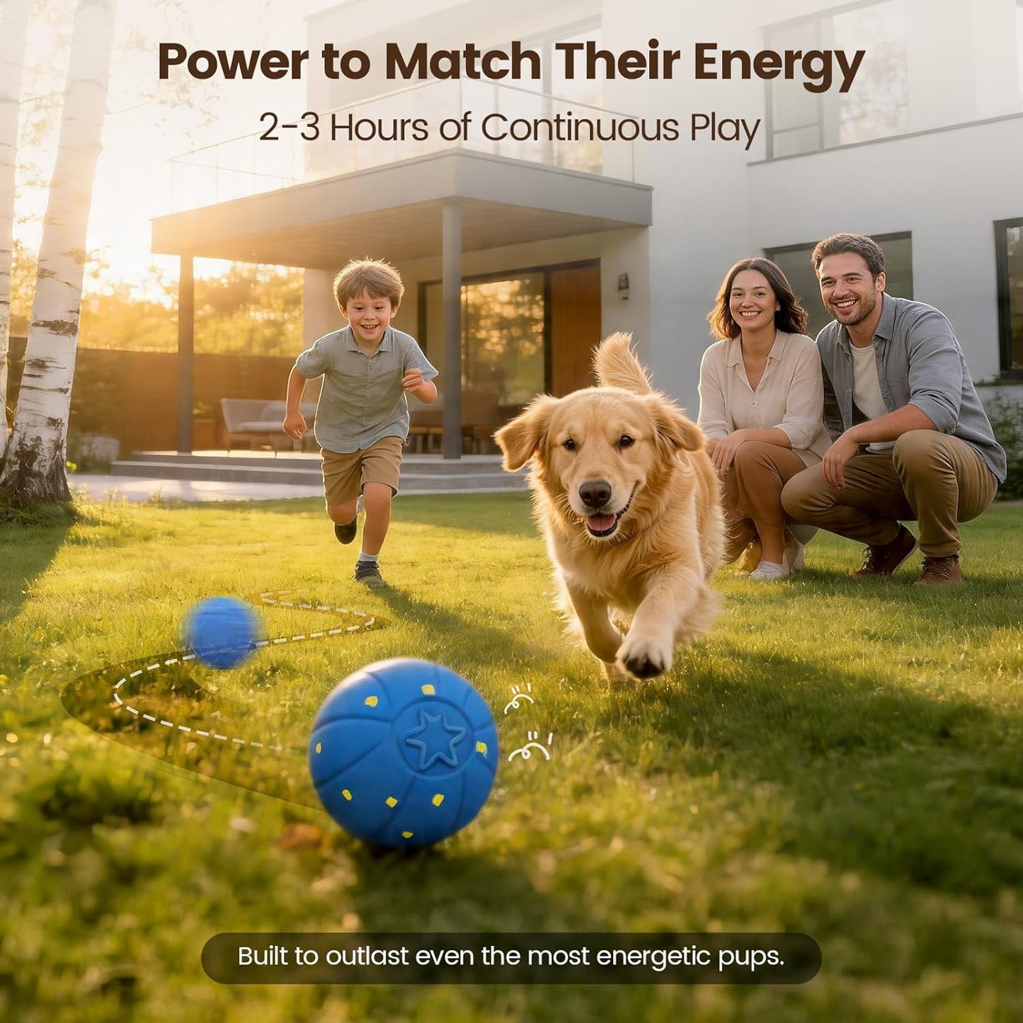 Interactive Dog Ball, Automatic Rolling Dog Toys with 3 Play Modes, E-TPU Material Dog Balls, IP65 Waterproof Interactive Dog Toys for Medium Dogs(Blue)