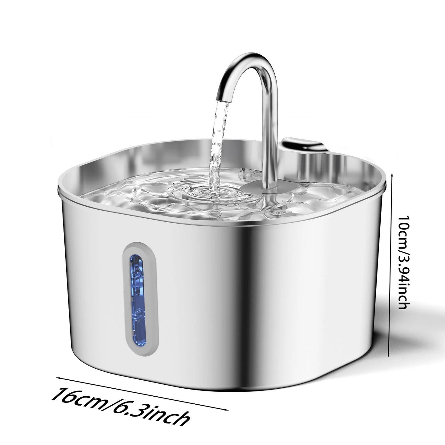 2.2L Stainless Steel Pet Water Fountain, Artesian Water Fountain for Cats, Ultra-Quiet Water Pump with Filter