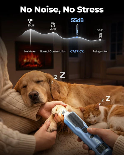 7-Speed Dog & Cat Nail Grinder with Light - Ring LED Safe to Avoid Overcut, Quiet Low Vibration & Powerful Fast, Cordless Rechargeable Toenail Trimmer for Small & Large Puppy & Breeds Paws(Blue)
