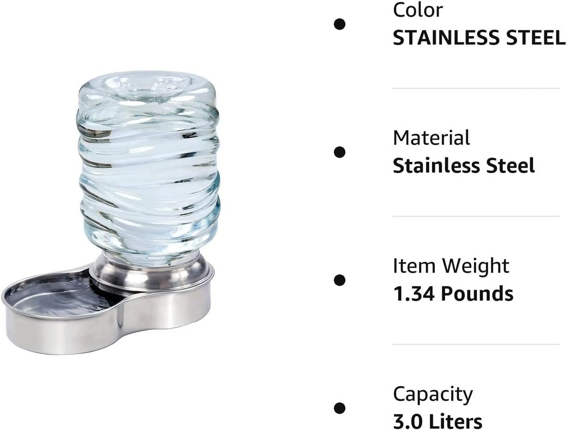 Stainless Steel Pet Water Fountain for Dogs and Cats with Automatic Gravity Dispenser