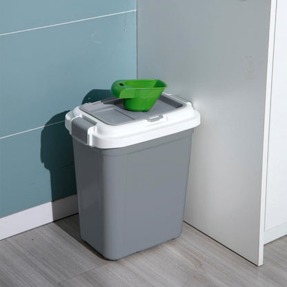: Airtight Pet Food Storage Container - 23 Qt, Grey - Holds 20 Lbs, Lightweight Bin & Measuring Scooper, Dogs-Cats-Animal Supplies