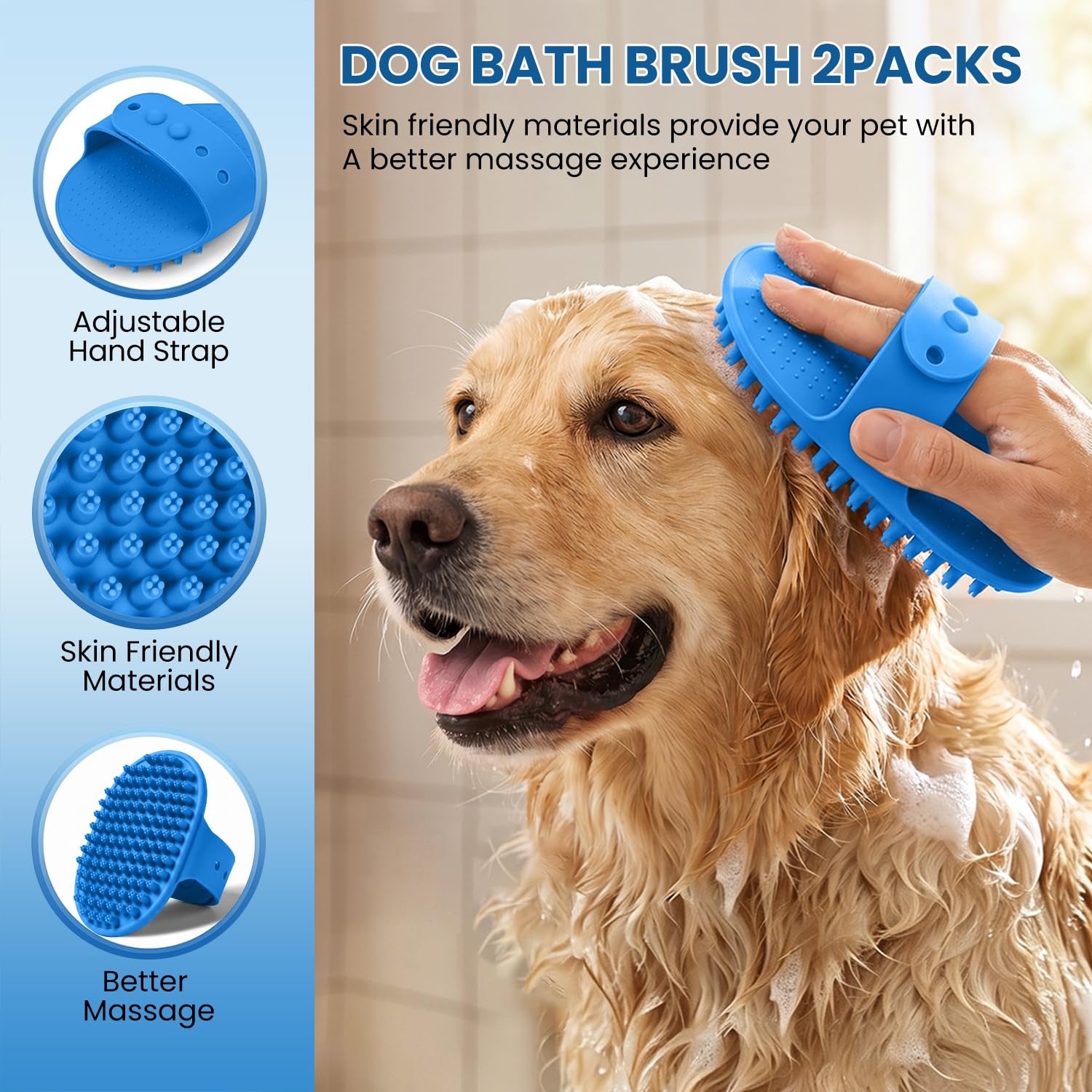 Double-Sided Pet Grooming Rake - 4-In-1 Professional Pet Grooming Kit Deshedding Dematting Tool for Dogs Cats Extra-Wide Grooming Brush & Deshedder Comb for Long & Short Haired Pets (Blue Kit 4PCS)
