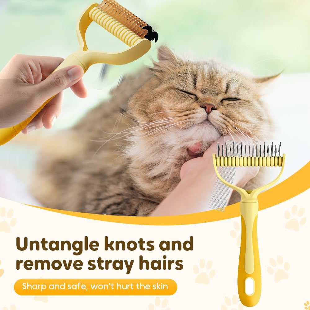 Double-Sided Pet Grooming Brush, Undercoat Rake Deshedding Brush for Dogs and Cats,Extra Wide 17 Teeth Dog Detangler Comb,Pet Pro Grooming Tool for Long Hair & Thick Coats (Green)