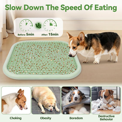 Snuffle Mat for Dogs, 23.6" X 23.6" Silicone Dog Feeding Mat Sniffing Interactive Feeding Game Encourages Natural Foraging Slow Feeder for Small/Medium/Large Dogs, Indoor & Outdoor (Green)