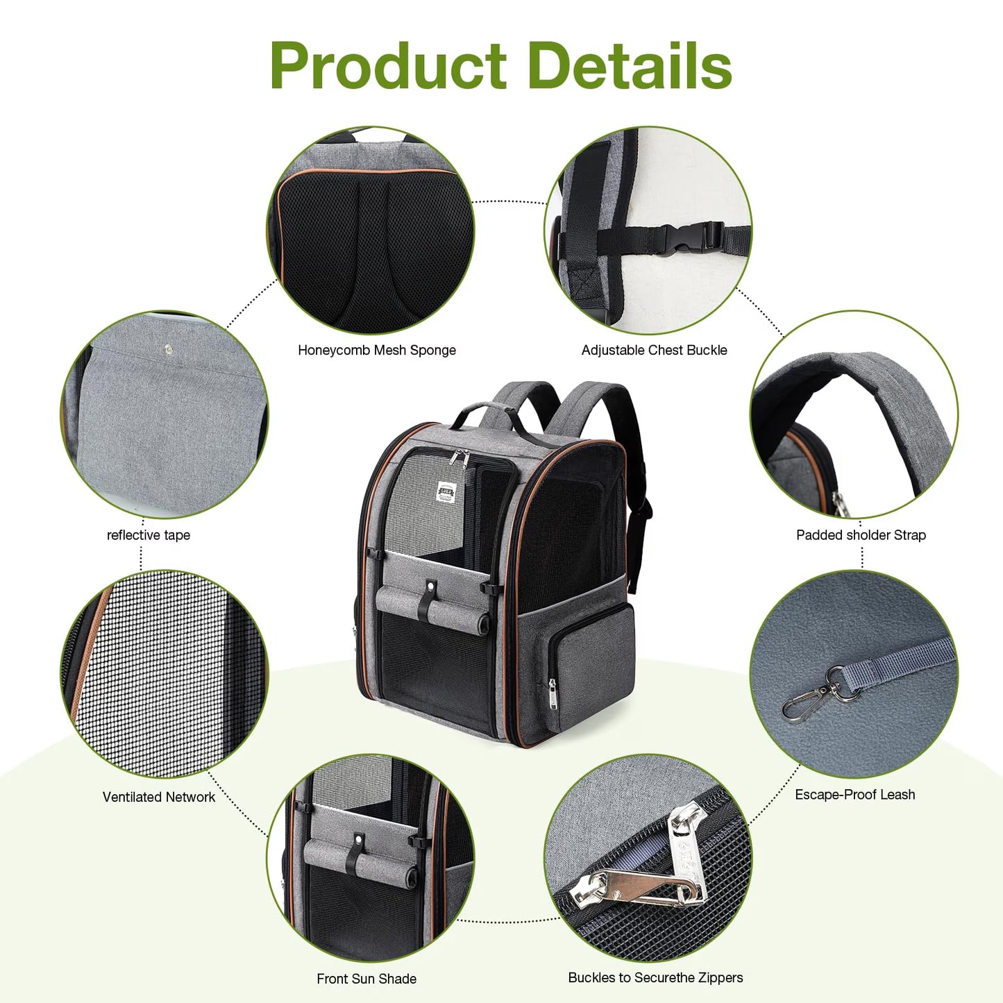 Extra Large Expandable Pet Backpack Carrier for Cats and Small Dogs Grey