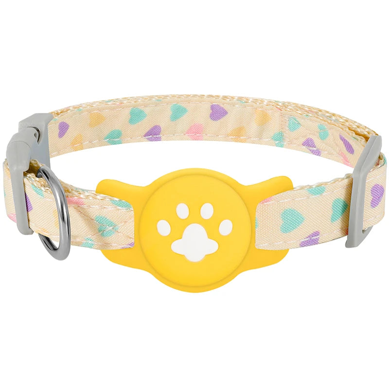 Pet Collar for Airtag Cute Anti-Lost Dog Cat Collar Adjustable Nylon Pet Collar for Small Dog