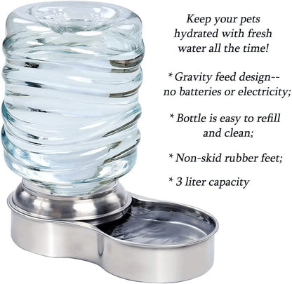 Stainless Steel Pet Water Fountain for Dogs and Cats with Automatic Gravity Dispenser