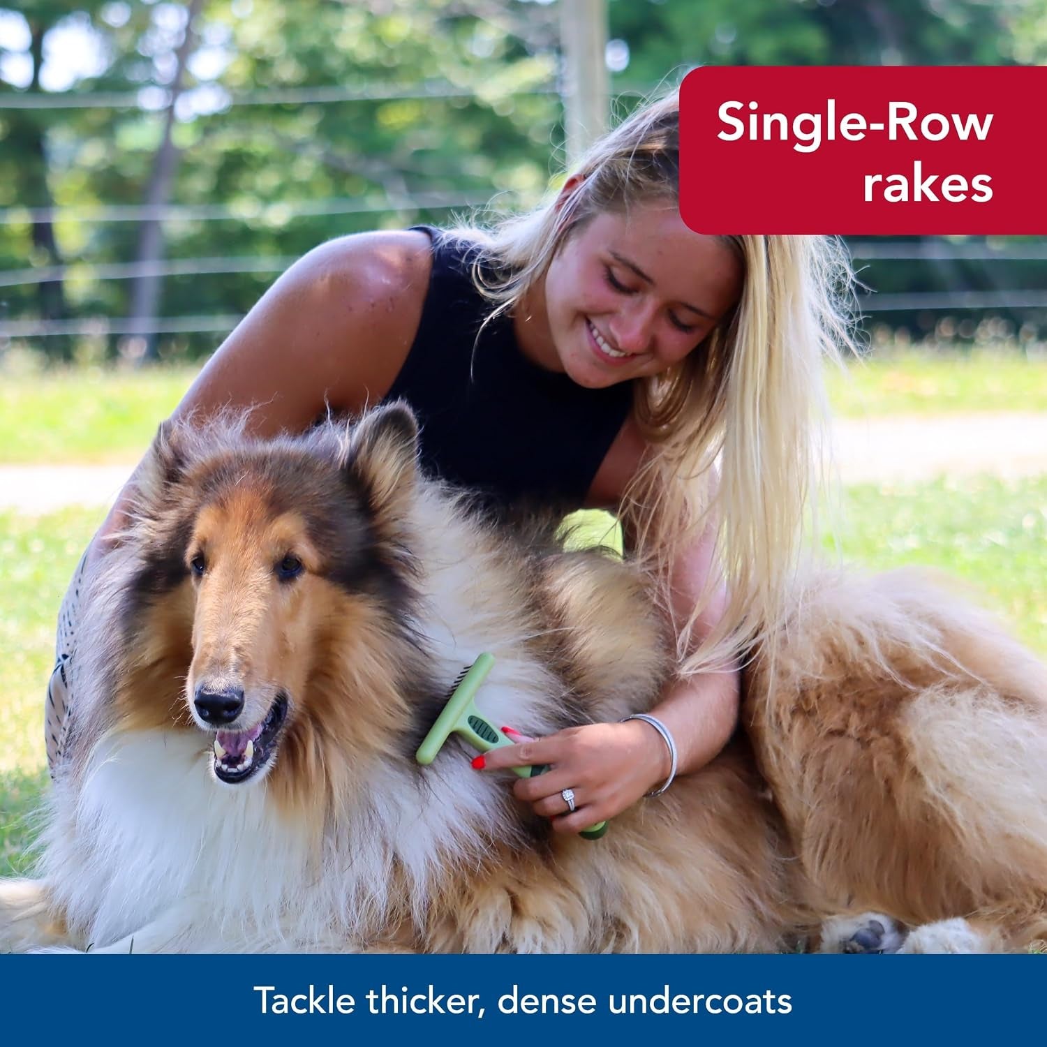 Pet - Safari Dog Undercoat Rake - Dog Grooming Rake - Gentle Dematting Comb for Dogs - Effective Deshedding Comb - Pet Grooming Tools - Single Row