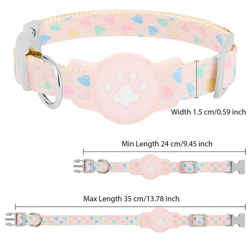Pet Collar for Airtag Cute Anti-Lost Dog Cat Collar Adjustable Nylon Pet Collar for Small Dog