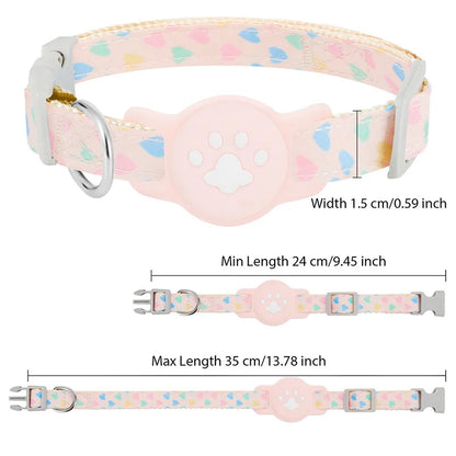 Pet Collar for Airtag Cute Anti-Lost Dog Cat Collar Adjustable Nylon Pet Collar for Small Dog