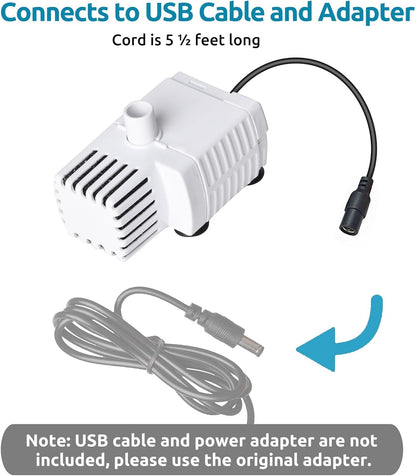 Replacement Pump for 100Oz Stainless Steel D60 Pet Fountain, Upgraded Back-Up Water Pump