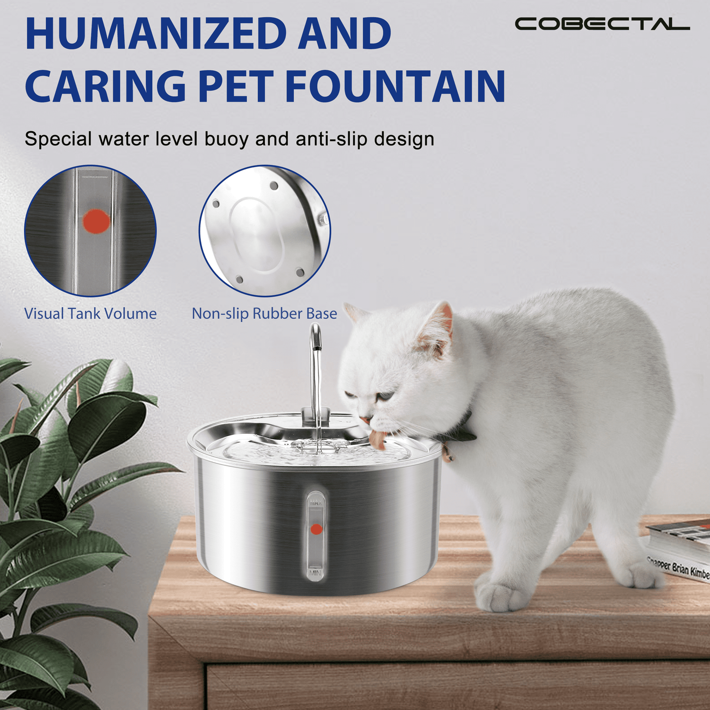 304 Stainless Steel Pet Water Fountain, 3.2L Automatic Electric Drinking Bowl for Cats and Dogs