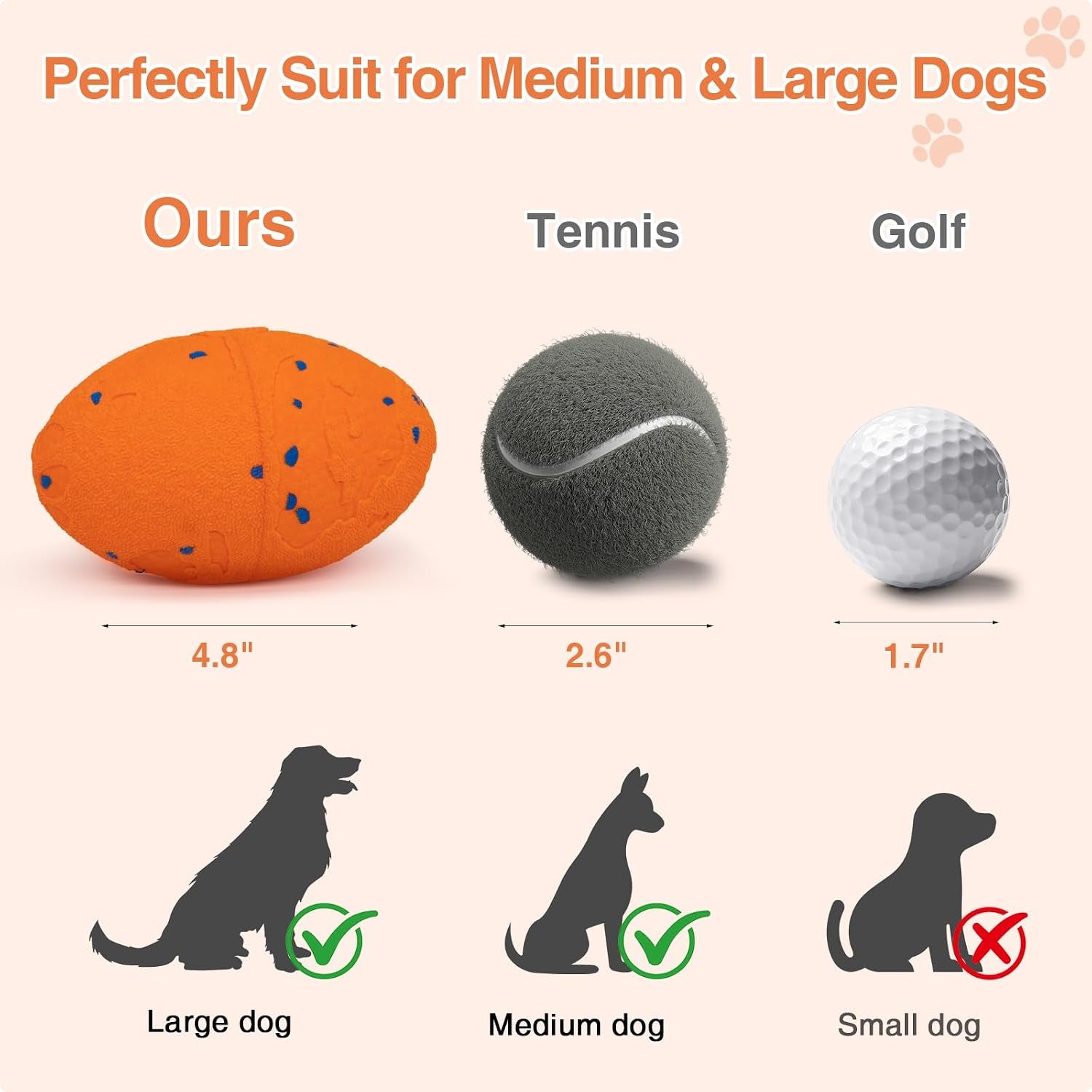 Interactive Dog Toy, Pet Ball Toys Automatic Moving Bouncing and Rotating, Solid E-TPU Material, IPX7 Waterproof Active Rolling Balls for Small, Medium and Large Dogs(Vorange)