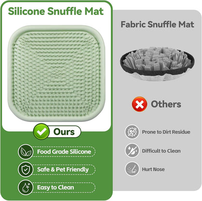 Snuffle Mat for Dogs, 23.6" X 23.6" Silicone Dog Feeding Mat Sniffing Interactive Feeding Game Encourages Natural Foraging Slow Feeder for Small/Medium/Large Dogs, Indoor & Outdoor (Green)