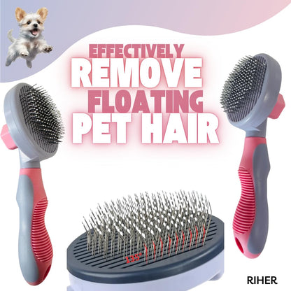 Dog & Cat Brush - Pet Grooming & Shedding Tool for Long & Short Hair - Deshedding Comb for Loose Fur - Professional Hair Remover for Pets (Pink)