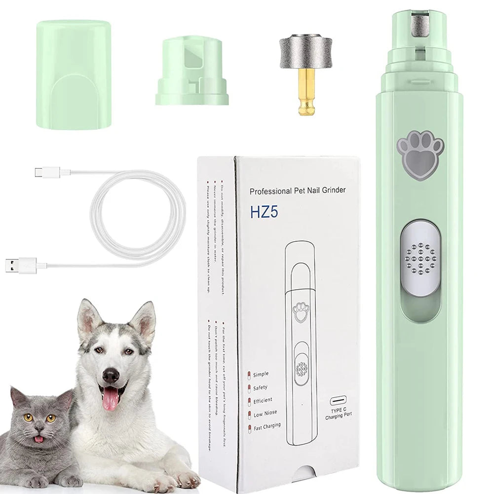 Electric Pet Nail Grinder with LED Light Cat Dog Nail Clippers USB Rechargeable Paws Nail Cutter Pet Grooming Trimmer Supplies