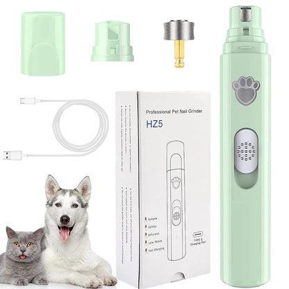 Electric Pet Nail Grinder with LED Light Cat Dog Nail Clippers USB Rechargeable Paws Nail Cutter Pet Grooming Trimmer Supplies