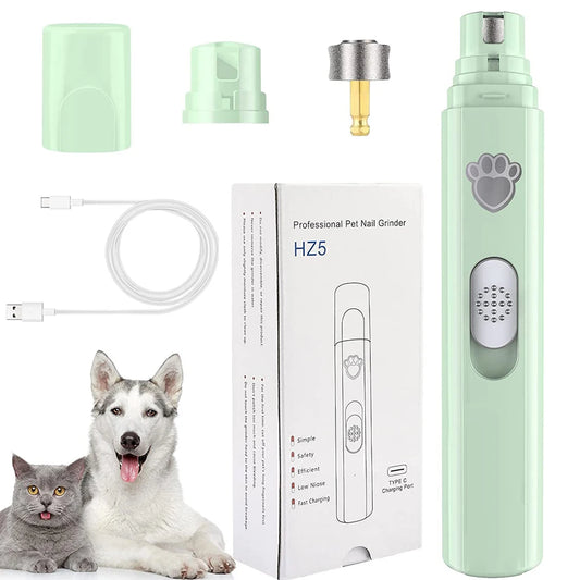 Electric Pet Nail Grinder with LED Light Cat Dog Nail Clippers USB Rechargeable Paws Nail Cutter Pet Grooming Trimmer Supplies