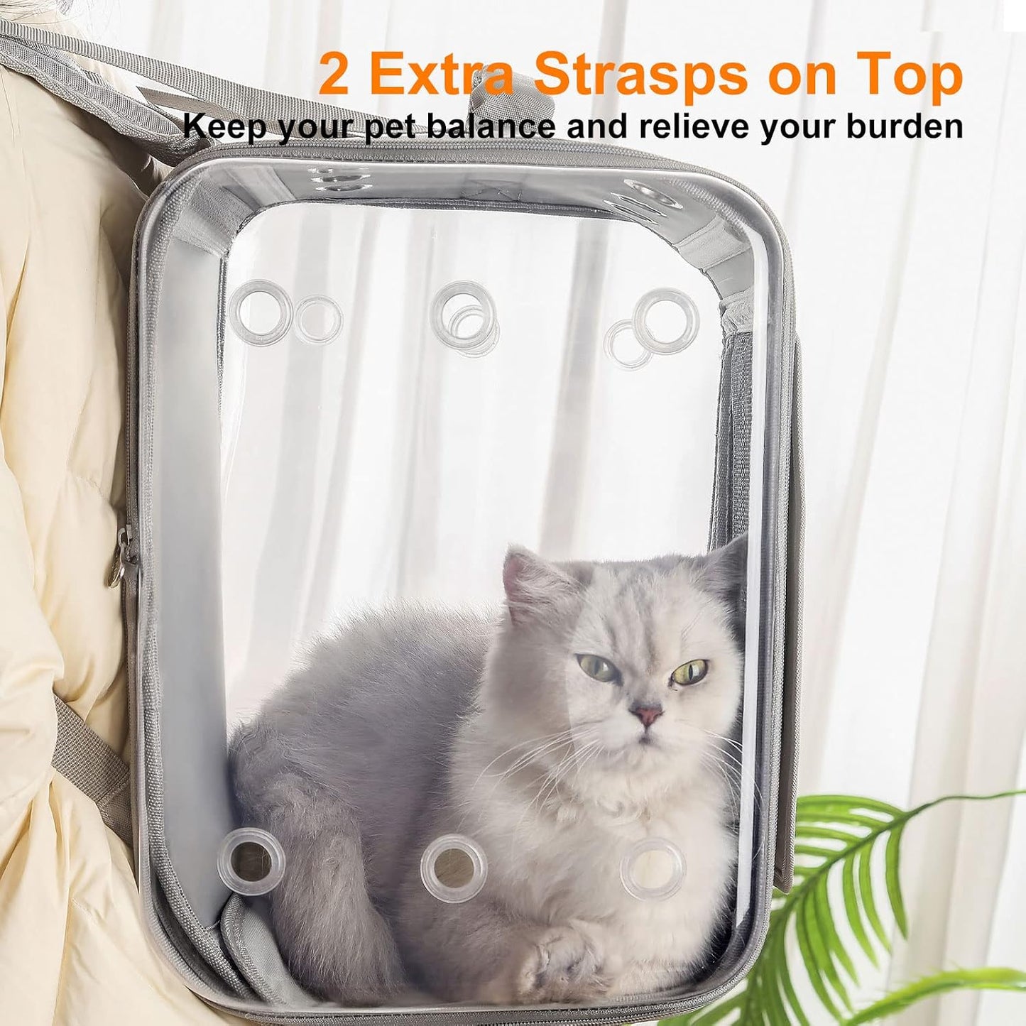 Cat Backpack Carrier Large Pet Backpack Carrier, 17Lbs Load-Bearing Ventilated Design Dog Backpack Carrier for Small Dogs, Sturdy Cat Bubble Backpack for Travel, Hiking & Outdoor Use, Grey