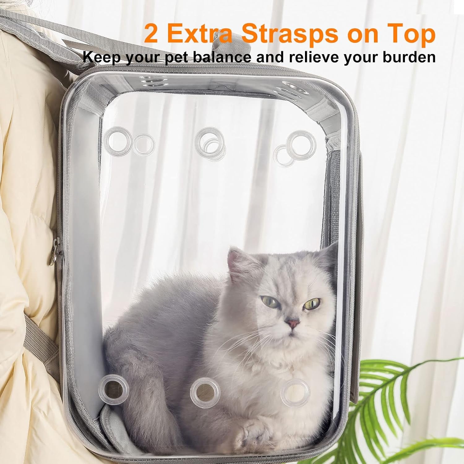 Cat Backpack Carrier Large Pet Backpack Carrier, 17Lbs Load-Bearing Ventilated Design Dog Backpack Carrier for Small Dogs, Sturdy Cat Bubble Backpack for Travel, Hiking & Outdoor Use, Grey
