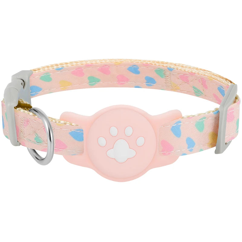 Pet Collar for Airtag Cute Anti-Lost Dog Cat Collar Adjustable Nylon Pet Collar for Small Dog