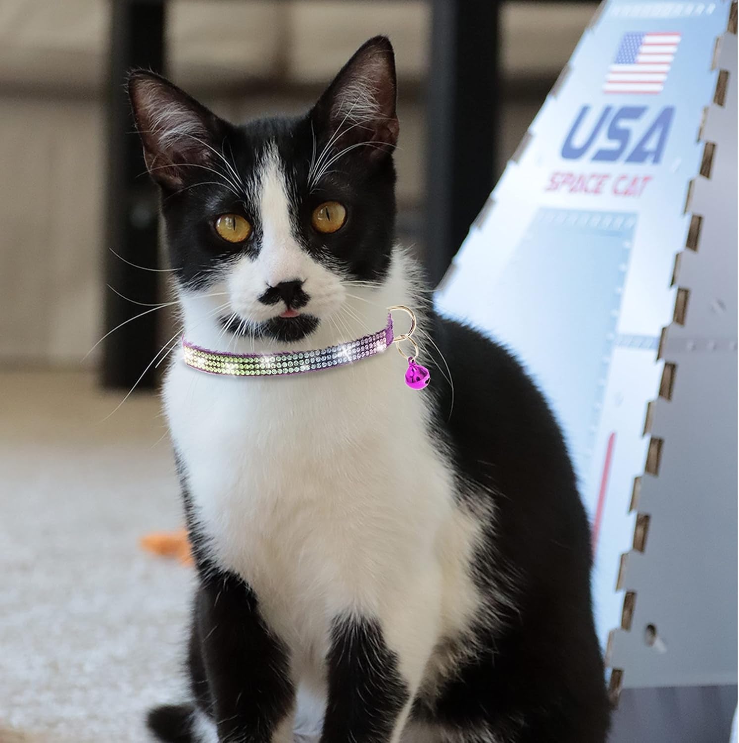 Breakaway Cat Collar with Bells, 3 Pack Rhinestone Pet Collars | Adjustable Bling Cute Adjustable Collars Pet Accessories for Girl & Boy Cats, Kitten, Puppy