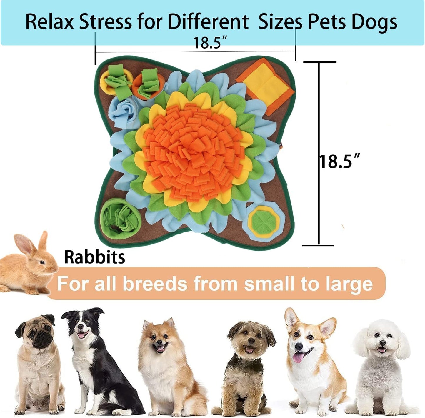 Dogs Snuffle Mat Pet Feeding Mats Puppy Sniffing Pad ,Cat Doggies Interactive Puzzle Toys for Multiple Breeds Encourages Natural Foraging Skills,Training and Stress Release (Orange)