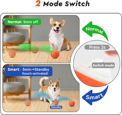 Interactive Dog Toys Ball Small, 2.1 Inch Bouncing Rotating Ball, Pet Toys for Small Dogs, USB Rechargeable (Orange)