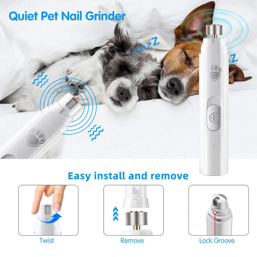 Electric Pet Nail Grinder with LED Light Cat Dog Nail Clippers USB Rechargeable Paws Nail Cutter Pet Grooming Trimmer Supplies