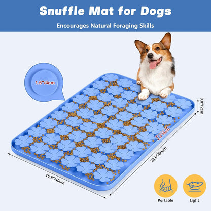 Dog Lick Mat, 23.6"X 15.7" Large Silicone Snuffle Mat with Suction Cups, Slow Feeder for Small Medium Large Dogs Slow Eating, Boredom Reducer (Blue)