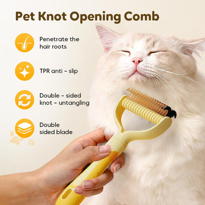 Double-Sided Pet Grooming Brush, Undercoat Rake Deshedding Brush for Dogs and Cats,Extra Wide 17 Teeth Dog Detangler Comb,Pet Pro Grooming Tool for Long Hair & Thick Coats (Green)