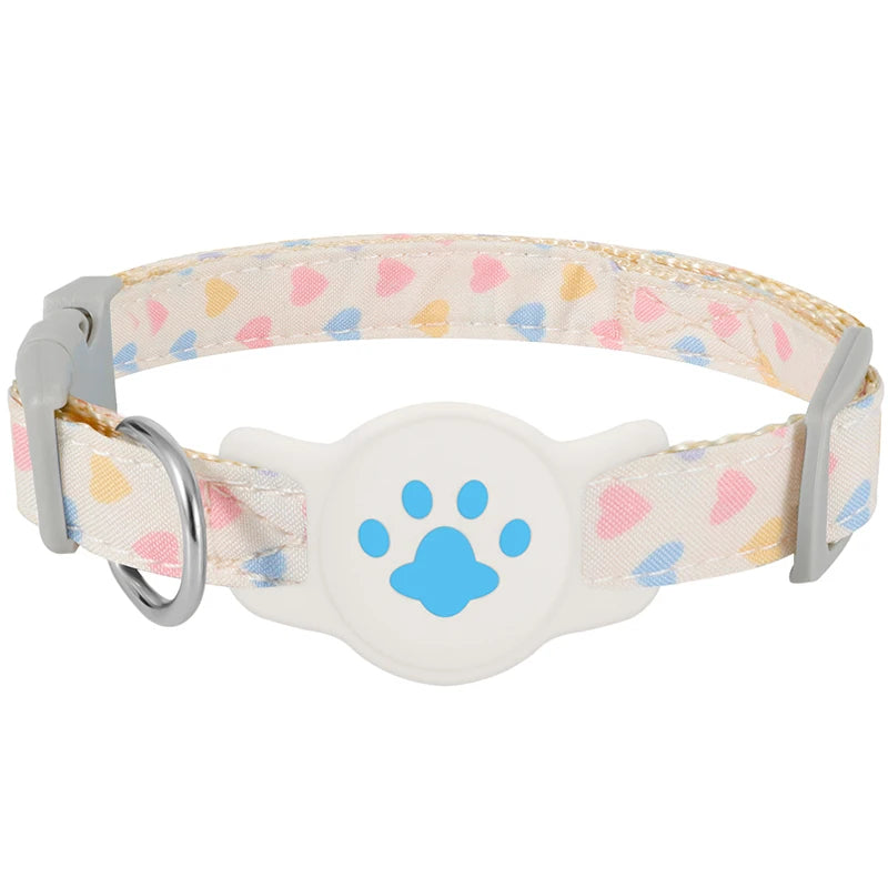 Pet Collar for Airtag Cute Anti-Lost Dog Cat Collar Adjustable Nylon Pet Collar for Small Dog
