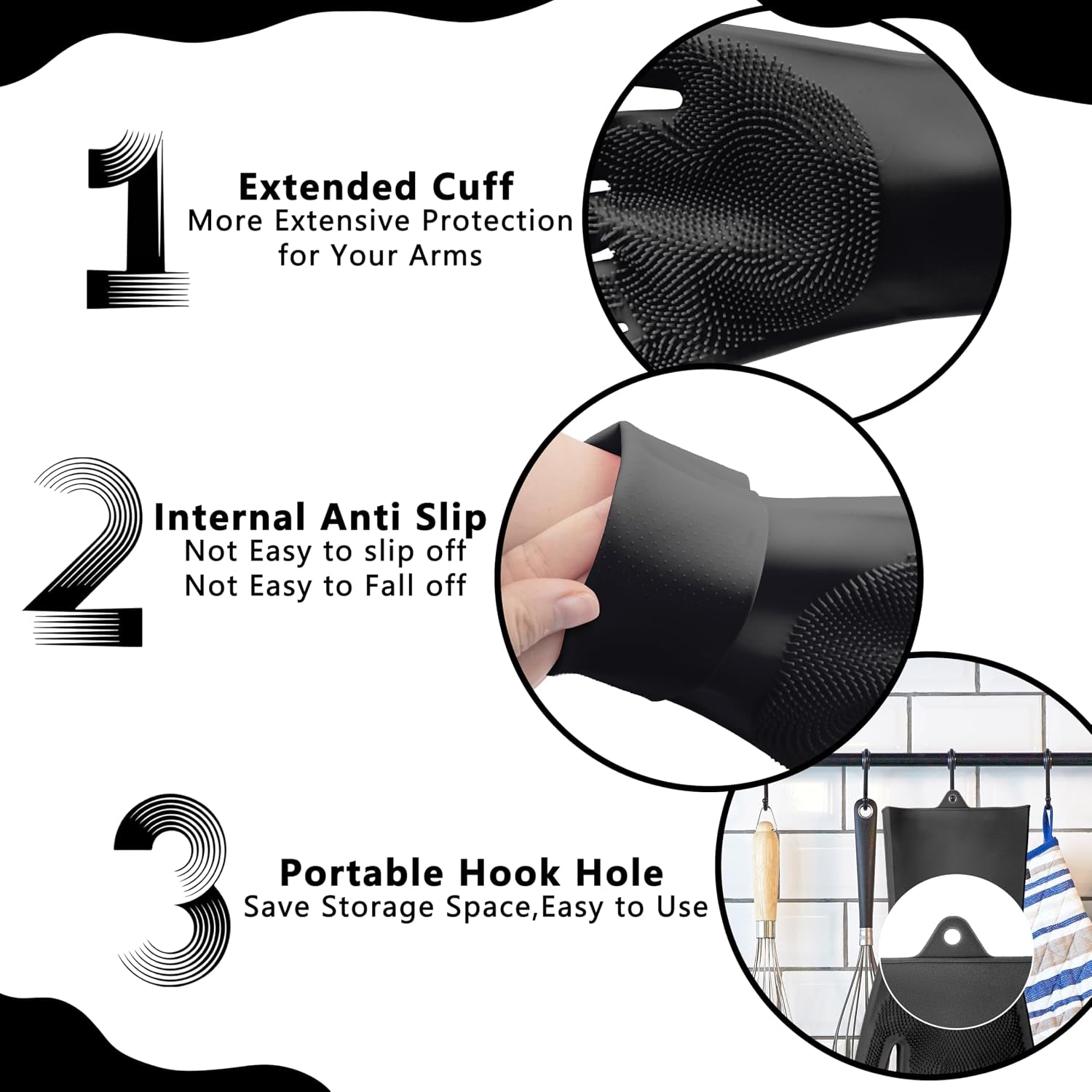 Pet Grooming Gloves—Dog Washing Gloves with High-Density Teeth, Dog Bath Scrubber with Enhanced Five Finger Design, Silicone Gloves for Dogs and Cats Bathing, Massage (Dark)