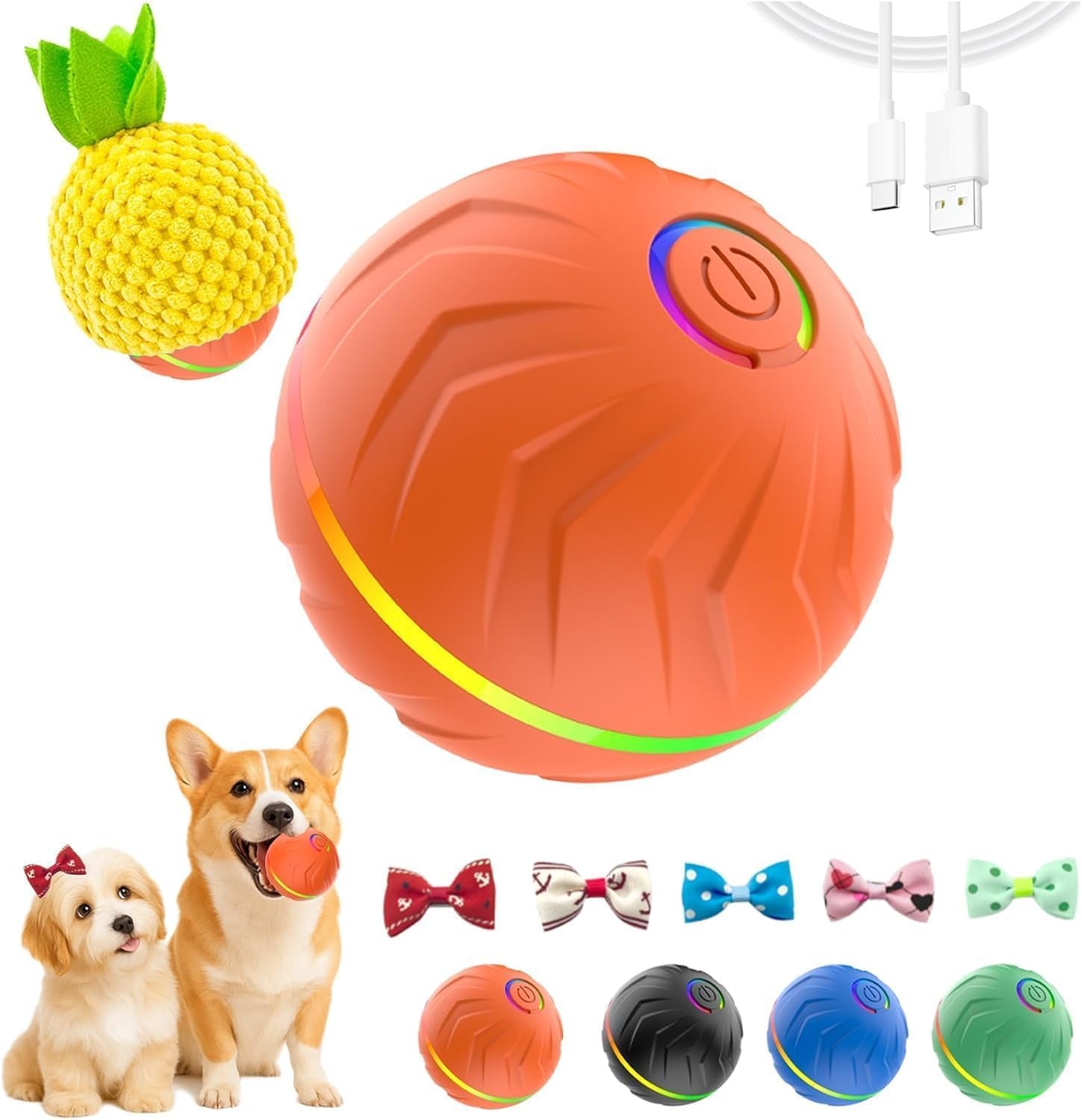 2026 T01 Interactive Dog Toys Dog Ball, Automatic Rolling and Bouncing Moving Dog Toy, Durable and USB Rechargeable, Fun Smart Toy for Puppy, Small, Medium and Large Dogs, Dog Toys to Keep Them Busy