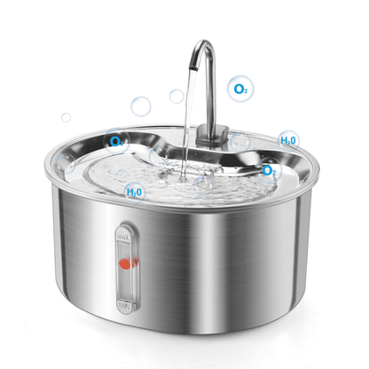304 Stainless Steel Pet Water Fountain, 3.2L Automatic Electric Drinking Bowl for Cats and Dogs