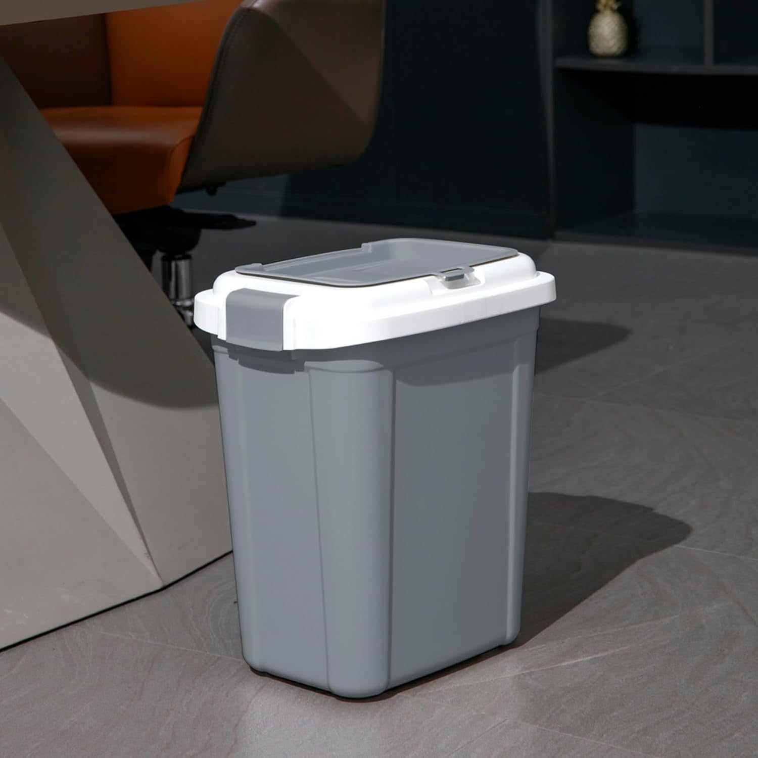 : Airtight Pet Food Storage Container - 23 Qt, Grey - Holds 20 Lbs, Lightweight Bin & Measuring Scooper, Dogs-Cats-Animal Supplies