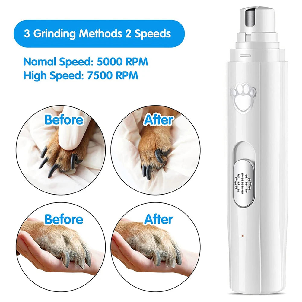 Electric Pet Nail Grinder with LED Light Cat Dog Nail Clippers USB Rechargeable Paws Nail Cutter Pet Grooming Trimmer Supplies