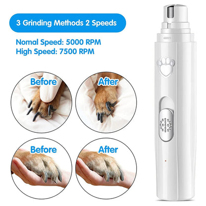 Electric Pet Nail Grinder with LED Light Cat Dog Nail Clippers USB Rechargeable Paws Nail Cutter Pet Grooming Trimmer Supplies