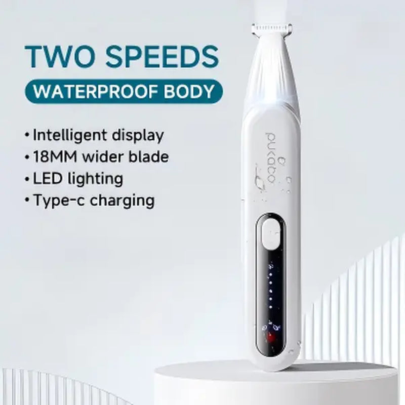 Pukaco Rechargeable Pet Hair Trimmer Kit Cordless Quiet Dog Trimmer with LED Light Waterproof Low Noise Grooming Tool for Small Dogs & Cats