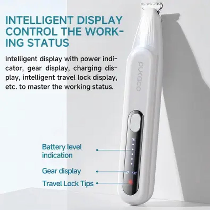 Pukaco Rechargeable Pet Hair Trimmer Kit Cordless Quiet Dog Trimmer with LED Light Waterproof Low Noise Grooming Tool for Small Dogs & Cats