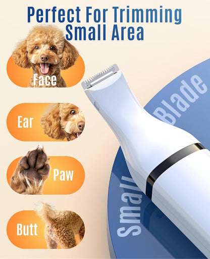 Dog Nail Grinder and Paw Trimmer Kit 3 in 1 Quiet Rechargeable Electric Pet Nail Grinder with 2 LED Lights and Cordless Dog Grooming Safe Clippers