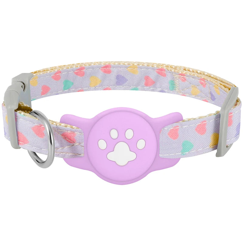 Pet Collar for Airtag Cute Anti-Lost Dog Cat Collar Adjustable Nylon Pet Collar for Small Dog
