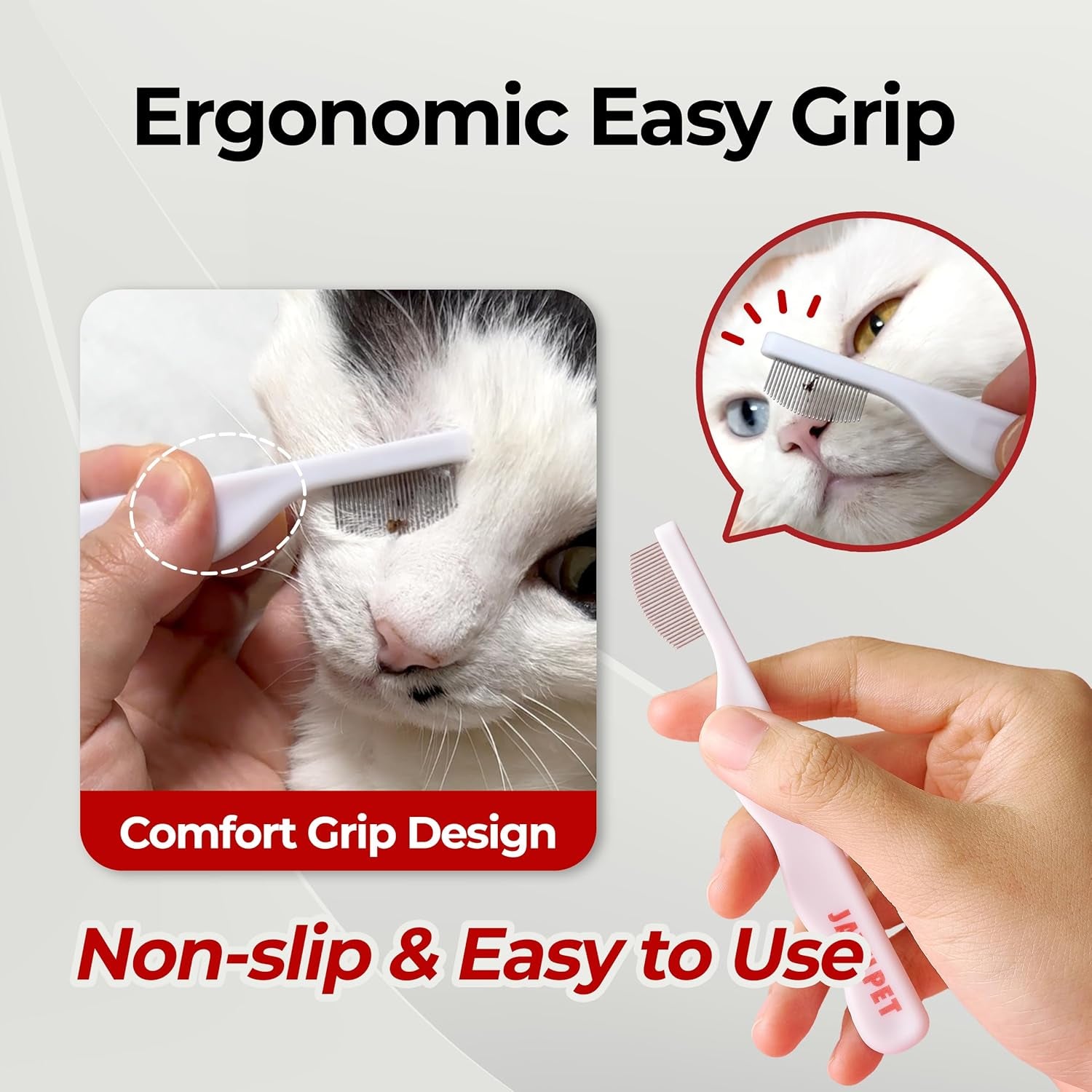Facial Grooming Comb | Dog Eye Combs, Stress-Free Eye Gunk Remover for Dogs & Cats, Pet Facial Brush, Cat Grooming Kit