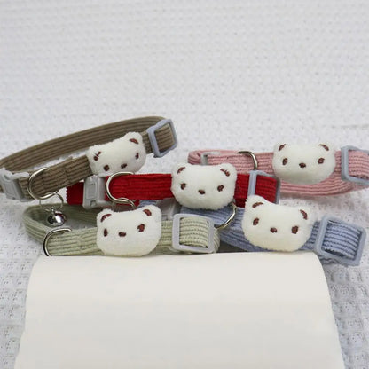 Lovely Pet Collar Adjustable Cartoon Style Soft Pet Necklace with Bell Adjustable Small Dog Cat Collar Pet Supplies