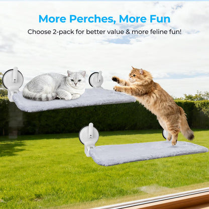 . Cat Window Hammock, Foldable Cat Window Perch with Lever Lock Suction Cups, Holds up to 50 Lbs, Washable Cover (M 1Pc)